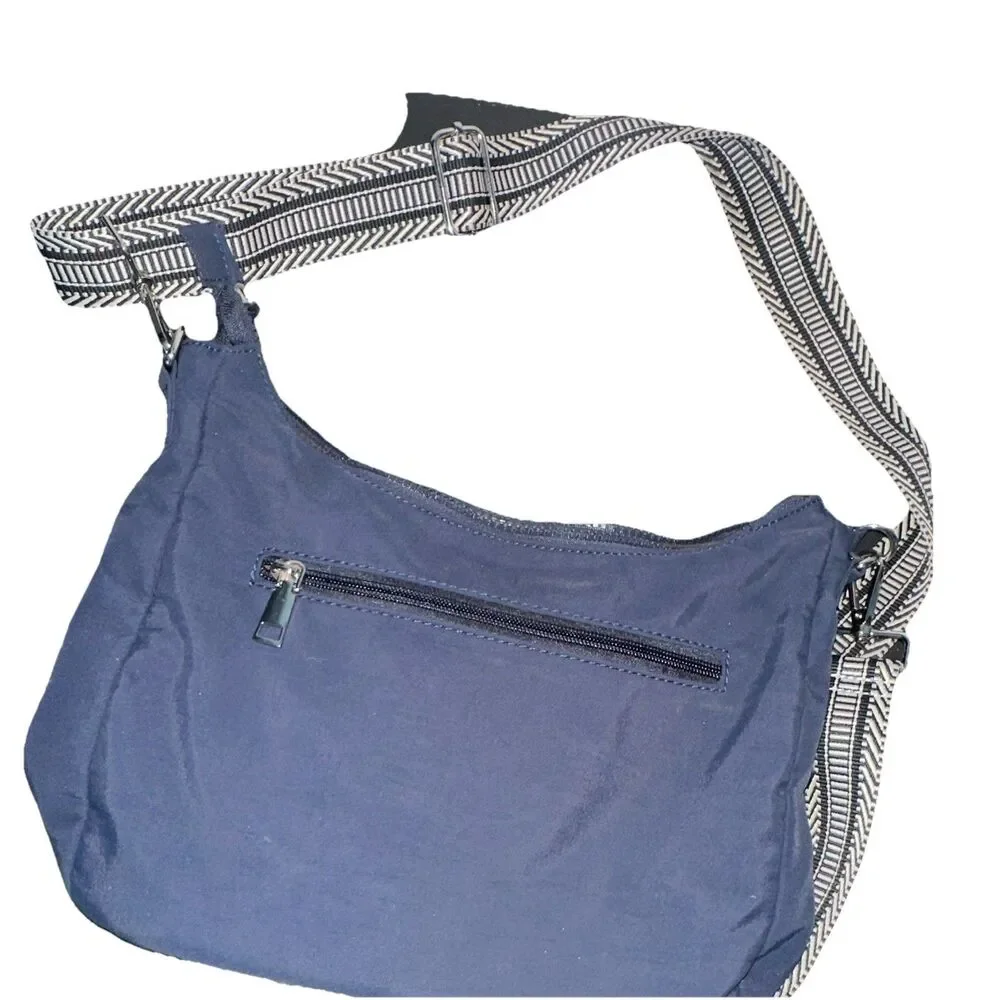 Sytrah Anti-Theft Crossbody Hobo Bag Blue Quilted Puffer Chevron Strap